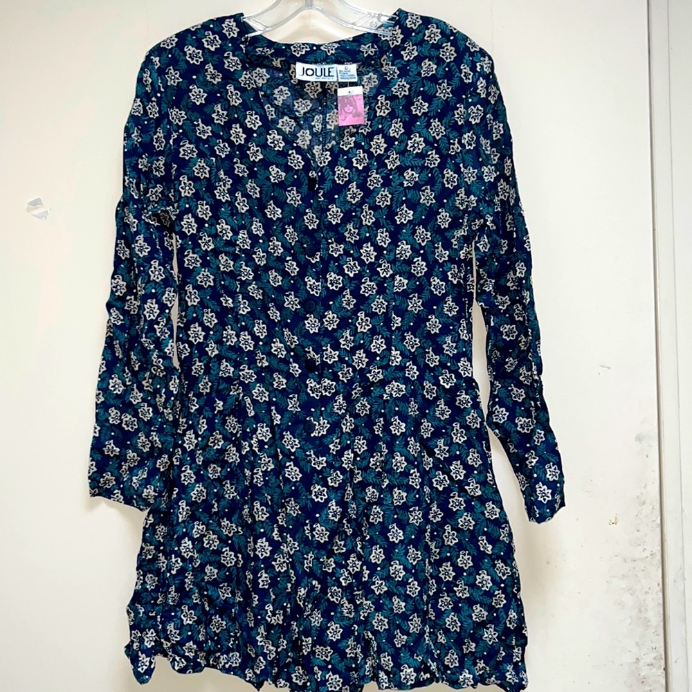 Joule Energy New W/ Shopping Tags Attached Navy Floral Rayon Jumpsuit Size Large